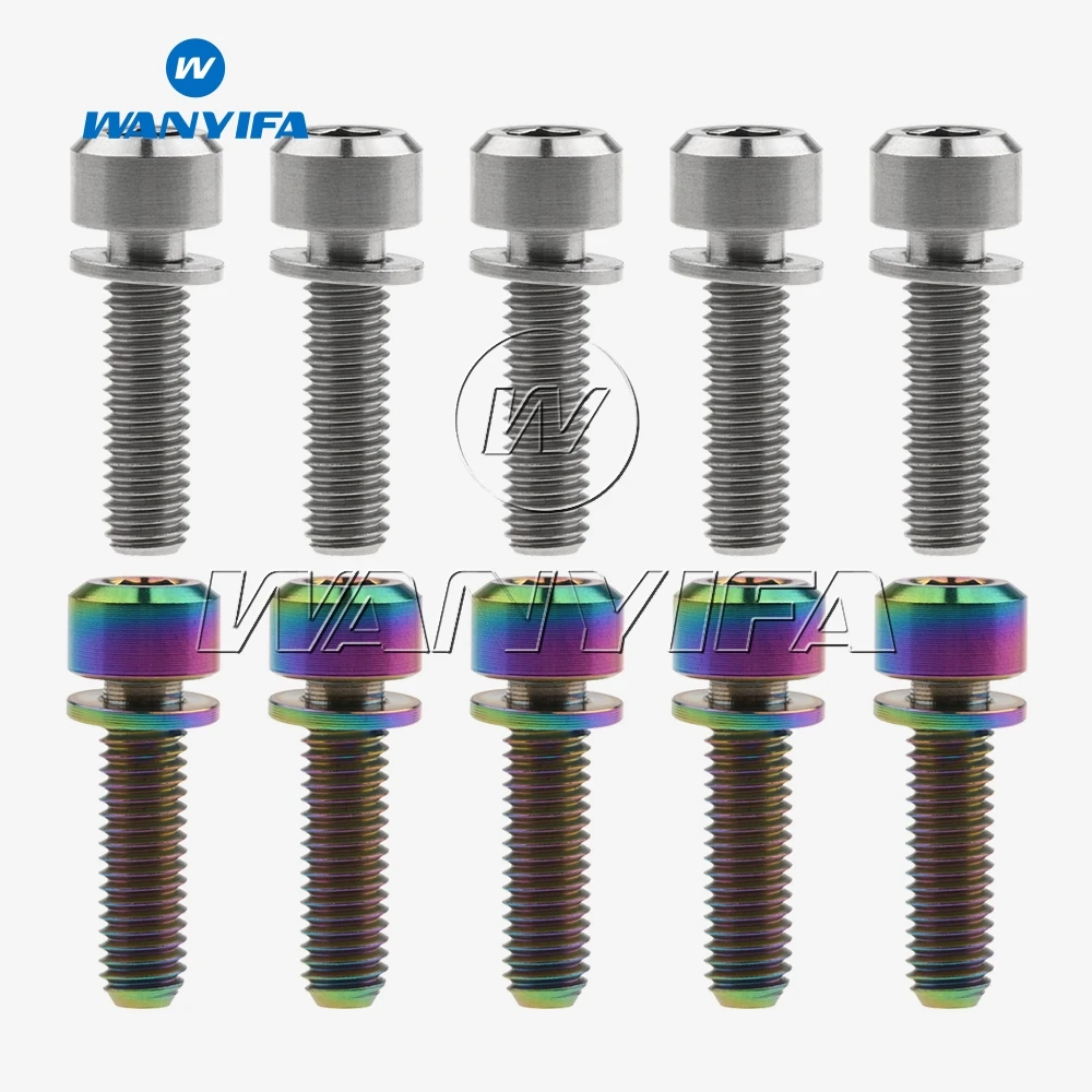 Титановый "Wanyifa" Ti болты M5x16mm M5x18mm M5x20mm для Велосипедный вынос руля болт с внутренним шестигранником с прокладками, 5 шт./лот