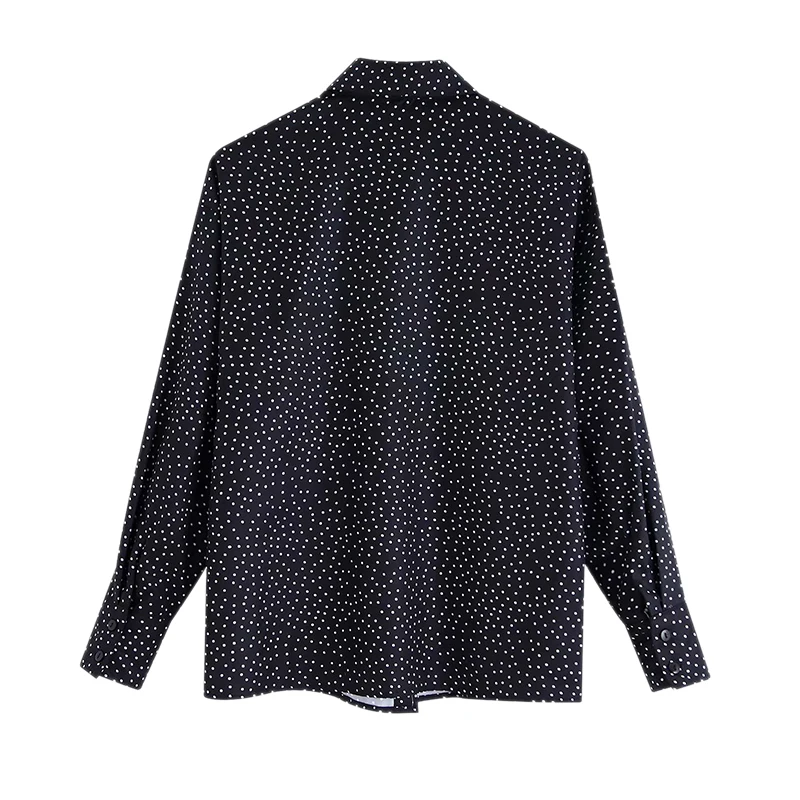 Женская белая блузка в горошек с цветочным принтом рубашка длинным рукавом и