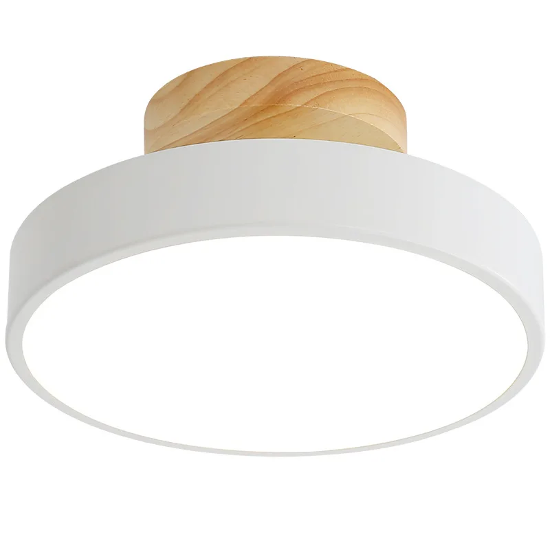 Accesorio de iluminación de techo Led de madera nórdica para pasillo interior, iluminación pequeña, lámpara redonda de acrílico para dormitorio, decoración del hogar