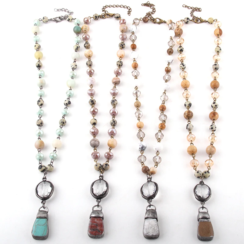 Модные ювелирные изделия натуральный камень и стекло Хрустальная цепочка