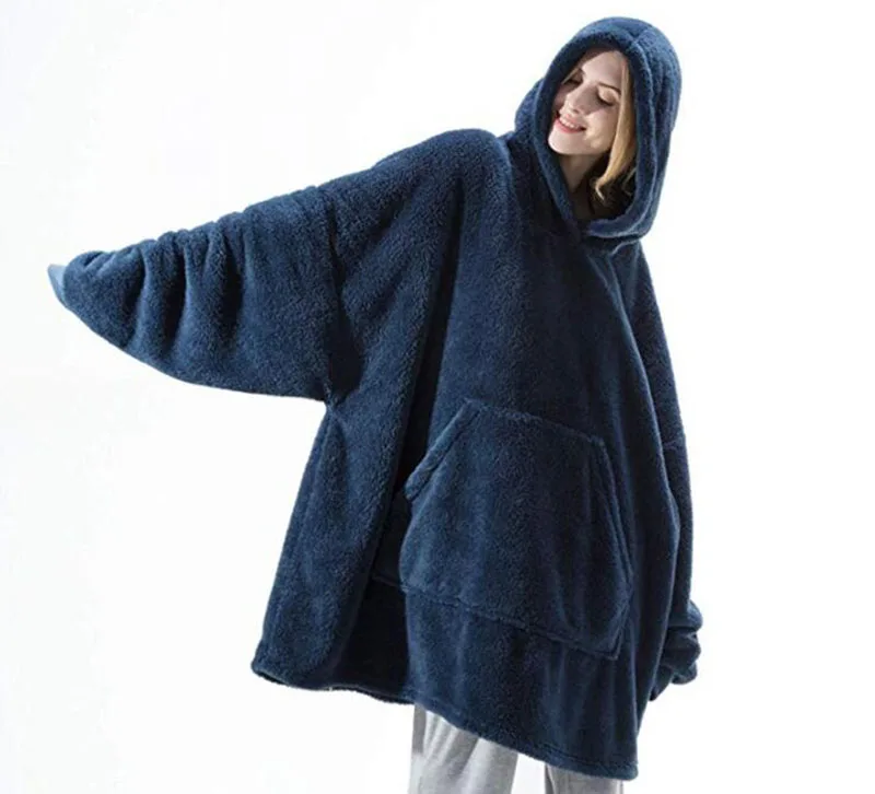 Новое Флисовое одеяло с рукавами уличные одеяла капюшоном и карманами теплая
