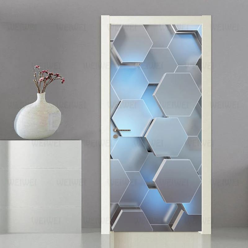 Современные 3D стерео геометрические двери росписи ПВХ самоклеющиеся