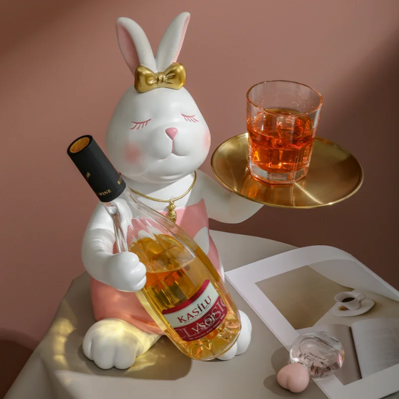 

Поднос в форме кролика, красивая модель кролика, Винная стойка, украшения для домашнего декора, подвески из смолы, украшение для гостиной