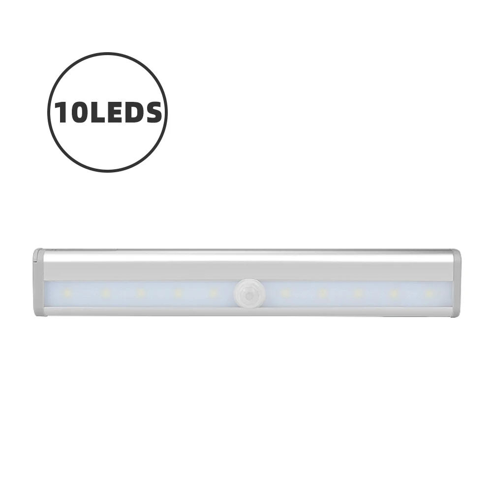 10 LEDs Aimkeeg 6/10 светодиодный светильник для шкафа с датчиком движения, светодиодный светильник с питанием от батареи, беспроводной ночной Светильник для шкафа - Цвет: 10 LEDs