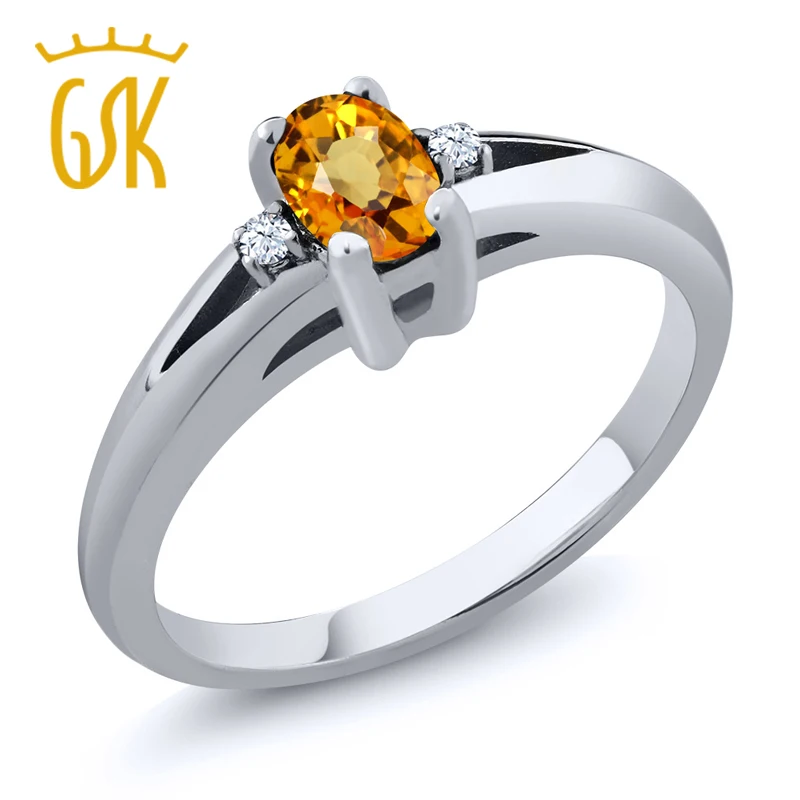 Женское кольцо GemStoneKing овальное из серебра 925 пробы с натуральным желтым Сапфиром