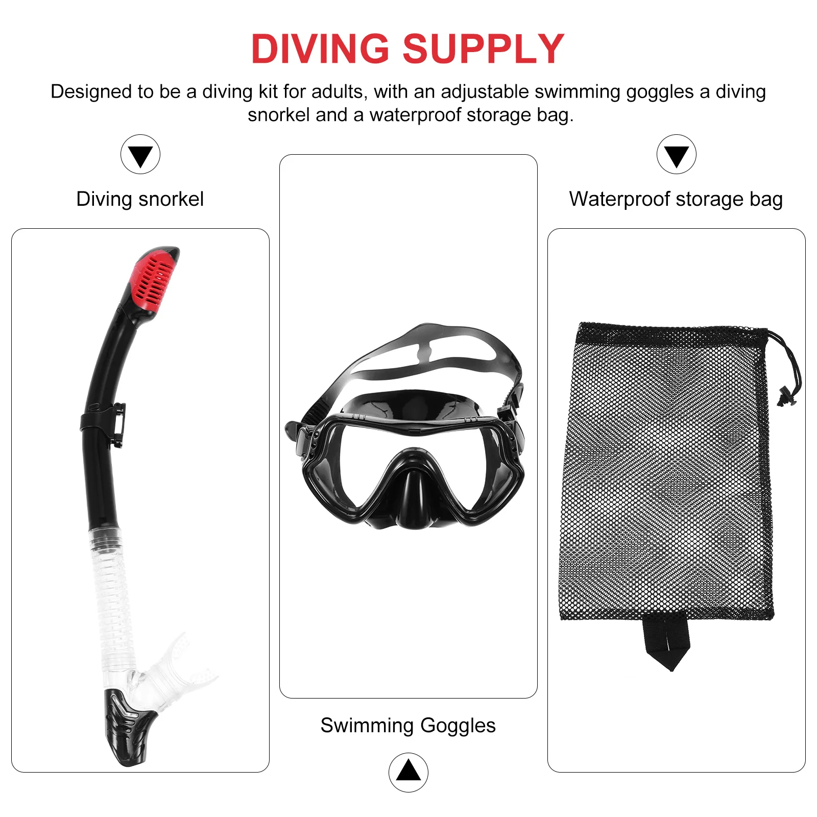 

3Pcs Scuba Diving Mask Swimming Goggles Snorkel Anti-Fog Goggles Glasses Set Silicone Swimming Fishing Snorkeling Equipment