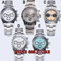 39mm parnis white dial sapphire crystal solid full chronograph quartz mens watch luxury pilot sapphire crystal wrist watch men