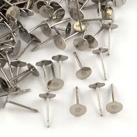 316 surgical stainless steel flat round blank peg stud earring settings stainless steel color three different size