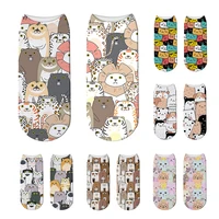3d printed women summer cotton short socks cute cartoon kawaii animal gather funny pattern happy colorful low ankle casual socks