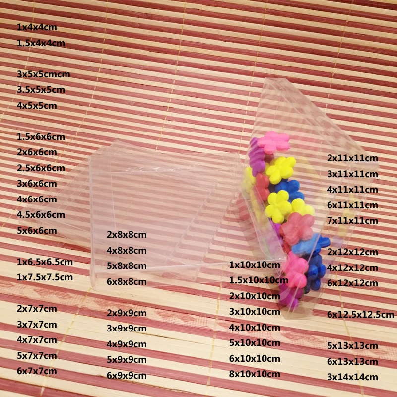 

100pcs AxBxBcm Pvc Transparent Plastic Box Wedding Gift Box Packaging Box for Gifts Wedding Candy Party Travel Storage Jewelry
