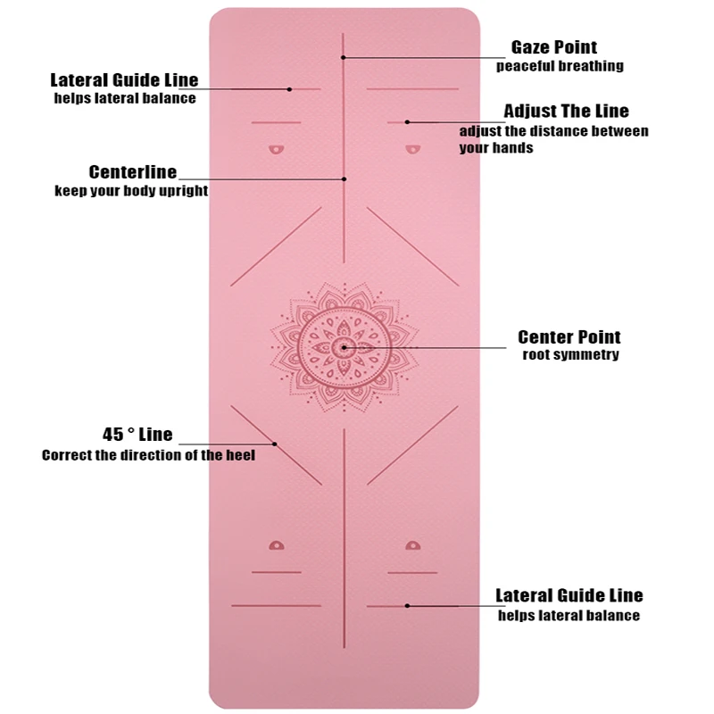 TPE Yoga Mat with Position Line Cushion Non Slip Novice Odorless Exercise Two-color Fitness Gymnastics Mats 6 mm | Спорт и