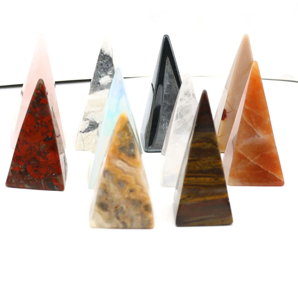 

Hot Sale Natural Pink Crystal Semi-precious Stones Fine Carved Pyramid Shape Exquisite Ornaments Office Study Home Decoration