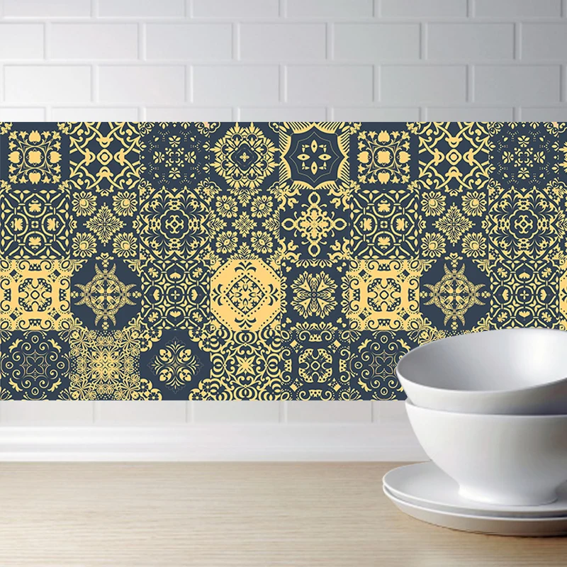 

Simulation Tile Retro Europe Style Home Paste Wall Stickers DIY Waterproof Oil-proof Tile For Bathroom Kitchen Stick