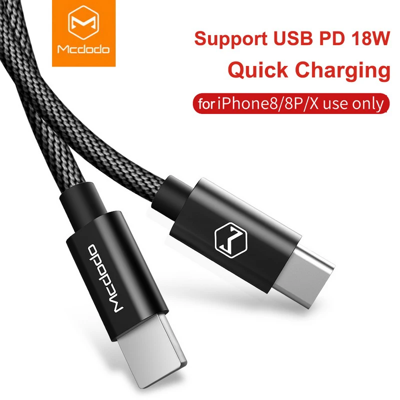 MCDODO USB C PD кабель USB-C-8 Pin кабель для быстрой зарядки для iPhone X 8 Plus телефонный кабель для передачи данных для iPhone XS MAX XR шнур зарядного устройства