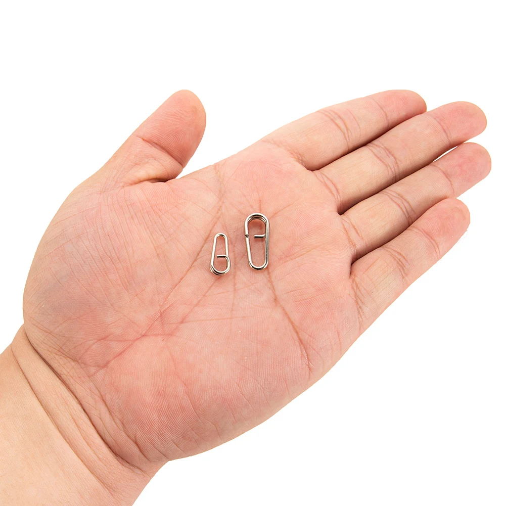 

50Pcs Mini Stainless Steel Swivels Snap Oval Split Rings Fishing Tackle Tool Fast Link Clips Snap Cnnector Interlock