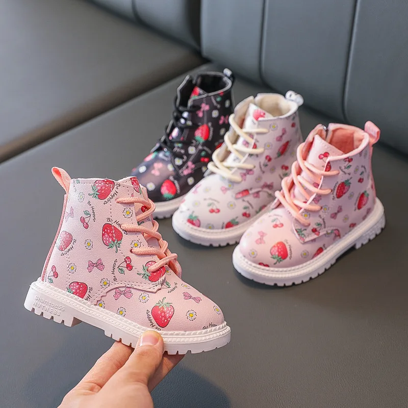 

Children's Shoes Warm Female Baby British Style Leather Boots 2021 Autumn and Winter New Martin Boots Ankle Boots