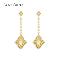 green purple new opal earrings s925 sterling silver zircon earrings for women fashion long earring elegant wedding fine jewelry