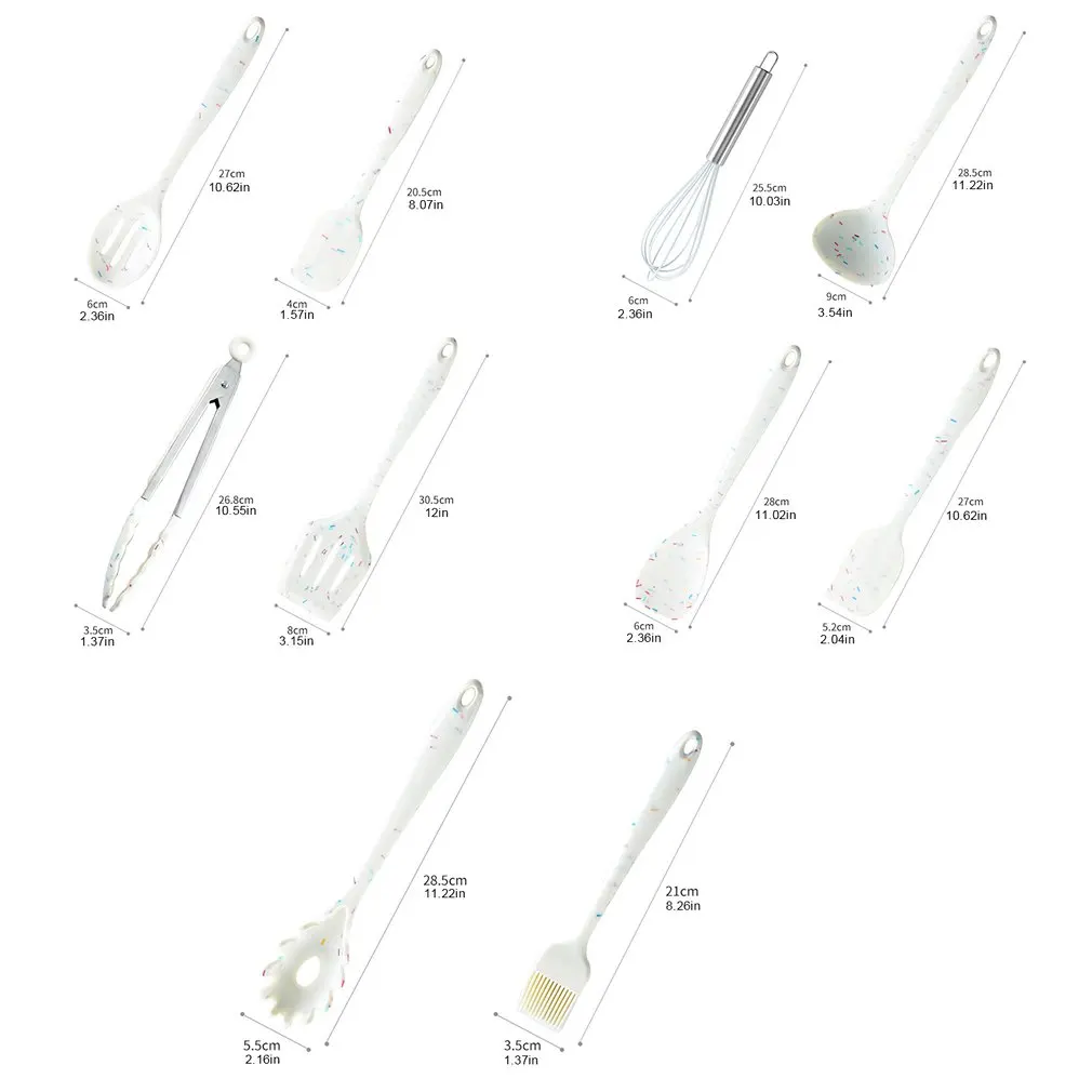 

10pcs/set Kitchen Silicone Tool Set High And Low Temperature Resistant Non-stick Cookware Kitchen Cooking Tool Set
