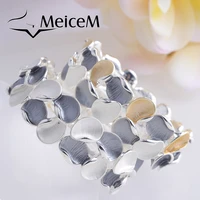 meicem trendy zinc alloy adjustable elastic wire bracelets bangle new enamel irregularity geometric bracelet for women girls