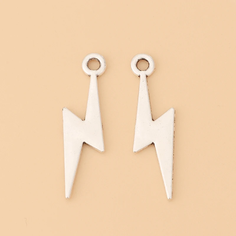 

100pcs/Lot Silver Color Lightning Bolt Charms Pendants for DIY Earrings Bracelet Jewelry Making Accessories