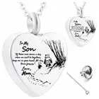 Моему сыну урна в виде сердца ожерелье для праха ювелирные изделия DIY Автомобильная подвеска аксессуары из нержавеющей стали кремация ювелирные изделия подарки от мамы папы