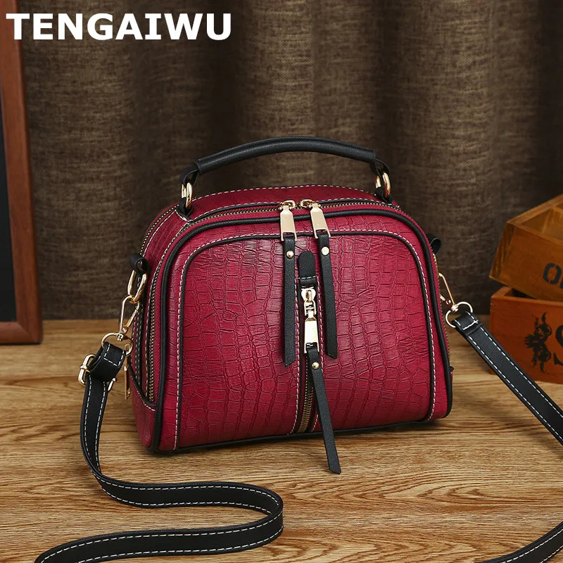 Кожаные сумки через плечо с узором для женщин 2019 модные маленькие однотонные