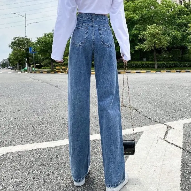 

Woman Jeans Pants Autumn Loose Straight Jeans Women's High Waist Summer