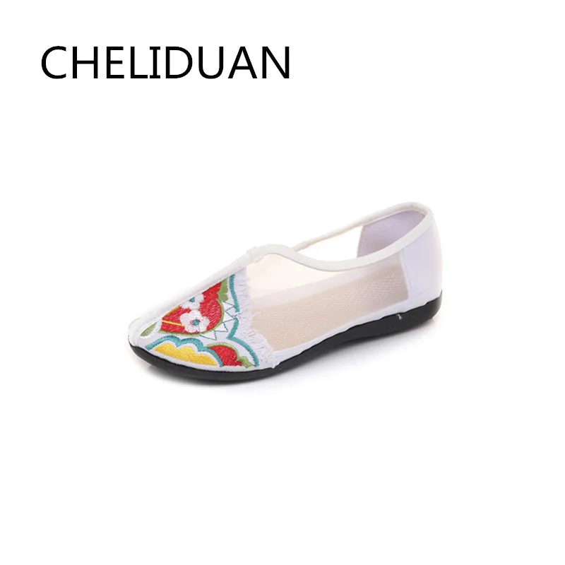 

Женские туфли в национальном стиле, Мягкая Этническая подошва, сетчатая обувь с вырезами, для вождения, прогулок, Old Beijing