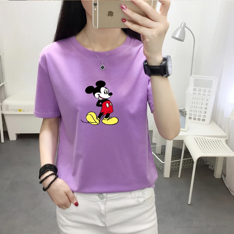 Летняя свободная футболка с короткими рукавами и принтом героев мультфильмов