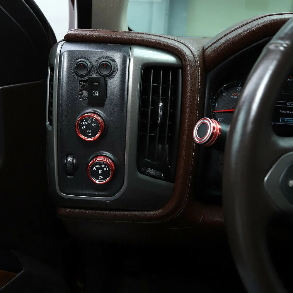 

8 шт. переключатель центральной консоли из алюминиевого сплава для Chevy Silverado 14-18 отделка кольца