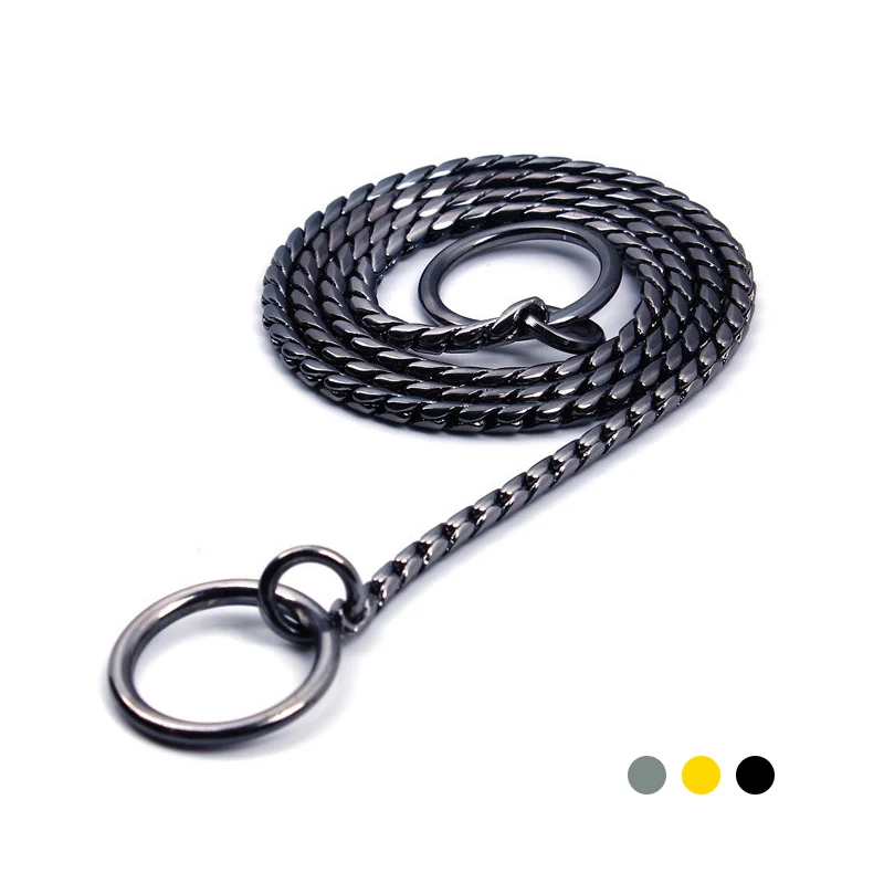 

Metal Copper Slip Dog Chains Solid Snake Training Choke P-type Dog Collars Gold Silver Pet Product for Puppy Big Dog Necklace