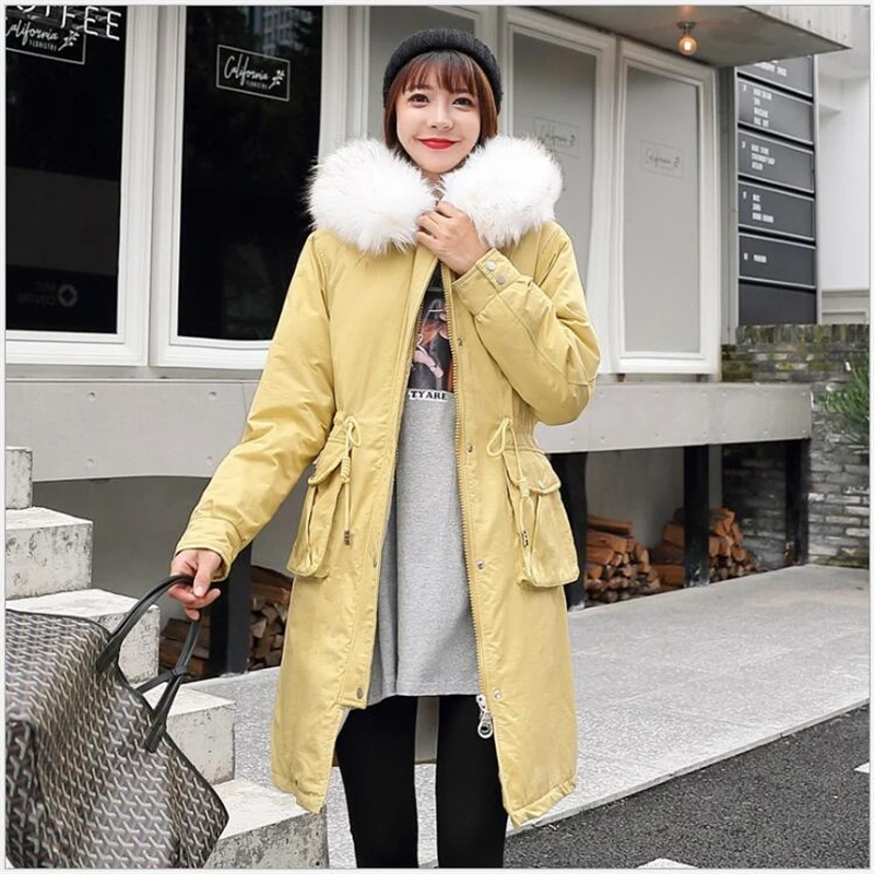 

Plus size S-2XL Warm Female Winter jacket 2019 Hooded fur lining women Winter coat Thick Warm Long Winter Women Parka R387
