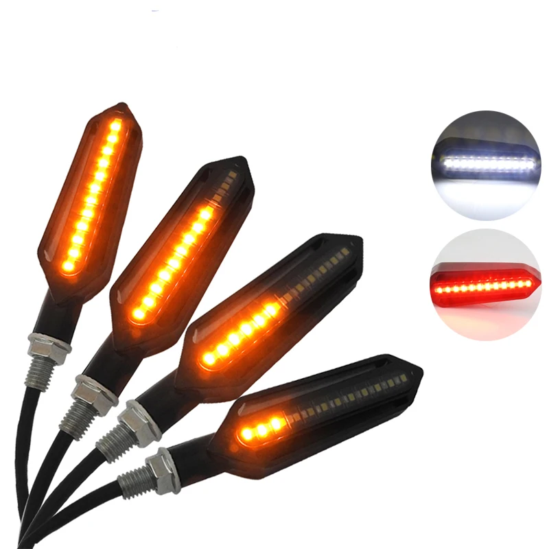 4 шт. три в использовании светодиодный сигнал поворота мотоцикла струящаяся вода