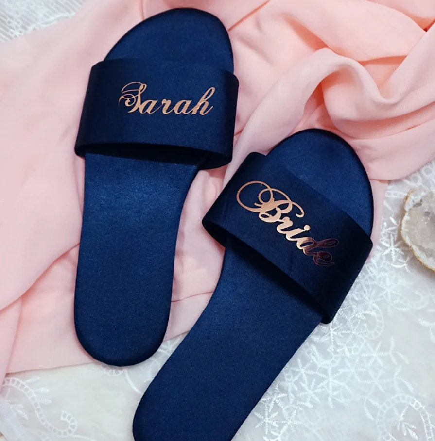 Женские свадебные шлепанцы оригинальные для невесты подружки свадебный подарок