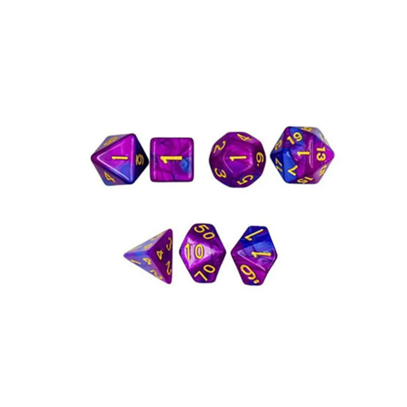 blue purple 7 шт./компл. игральные кости DND смешанные Цвет кости полиэдральный игры в кости для ролевой игры «Подземелья и Драконы» Настольная игра s D& Аксессуары для настольной игры - Цвет: blue purple