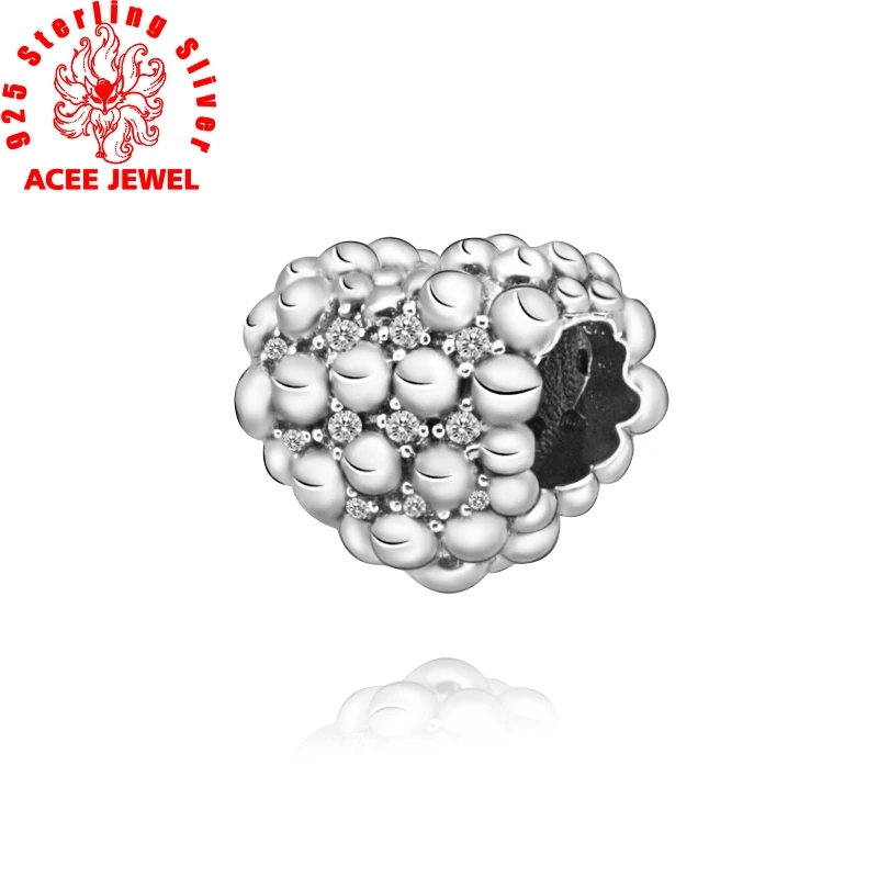 

2020 Valentine New 100% 925 Sterling Silver Beads Beaded Sparkling Heart Charm fit Original pandora Bracelets Women DIY Jewelry