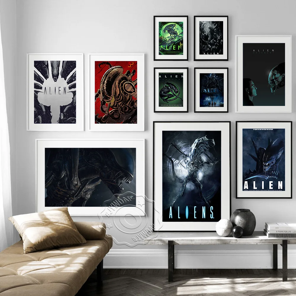 

Famous Classic Movie Alien Poster, Science Fiction Horror Art Prints Wall Picture, Abstract Illustration Canvas Painting Decor