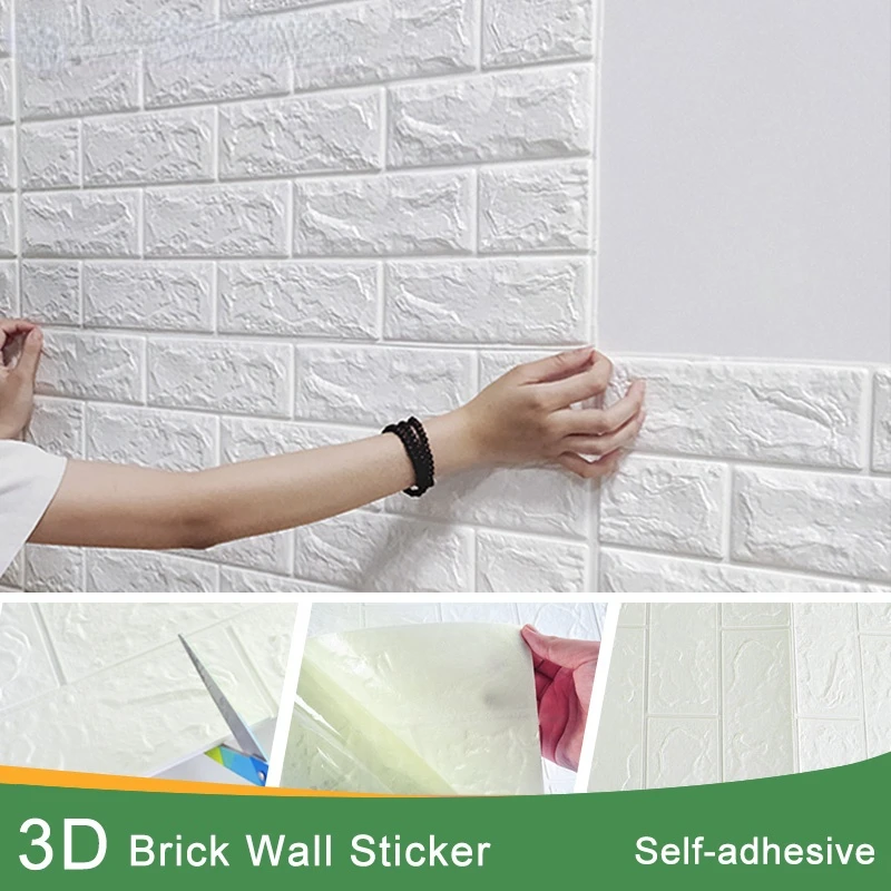 

Kaguyahime Self-Adhesive 3D Wall Stickers Waterproof DIY Foam Brick Wall Paper TV Backdrop Decor Marble Wallpaper Colorful Brick