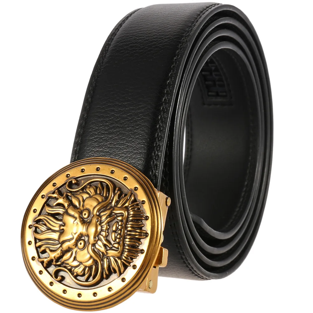 

Designer Belts for Men's 2021 Trendy Chinese Dragon Automatic Buckle Waist Belt Cowskin Genuine Split Leather Kemer for Jeans