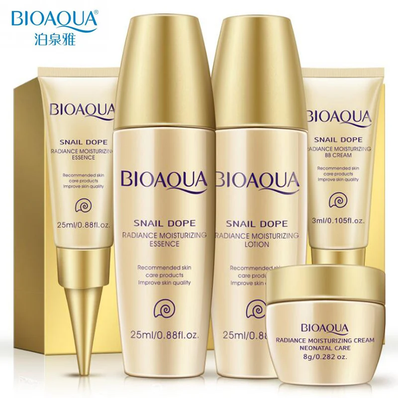 

Bioaqua 24K Gold Snail Travel Skin Care Set Anti Aging Wrinkle Essence Eye Cream Toner Facial Cleanser With BB