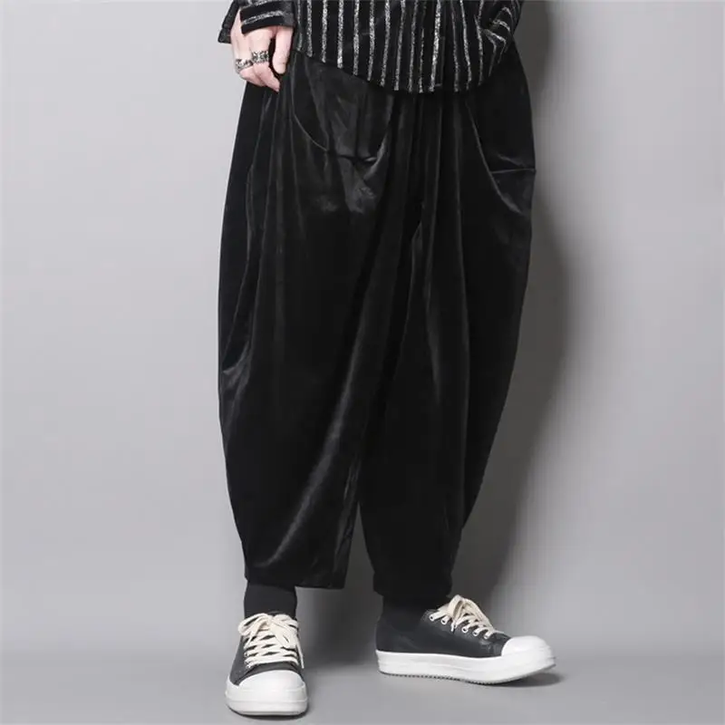 

Men's Fashion Nine Point Wide Leg Pants Design Low-End Loose Flying Squirrel Hip-Hop Hougong Personalized Casual Pants