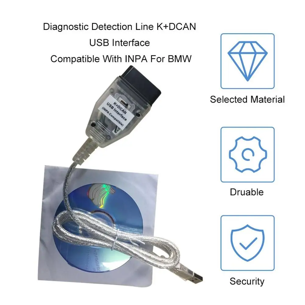 

Universal Car Stlying Diagnostic USB Cable Detection Line K+DCAN USB Interface Compatible With INPA For BMW