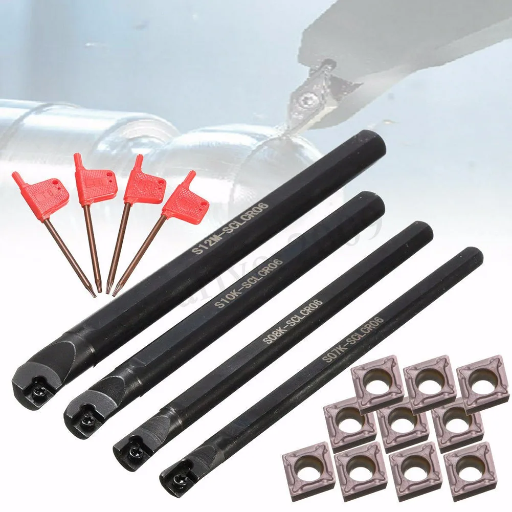 

10 Boring Bar 10x CCMT0602 Inserts Wrench 12mm Lathe Boring Bar SCLCR06