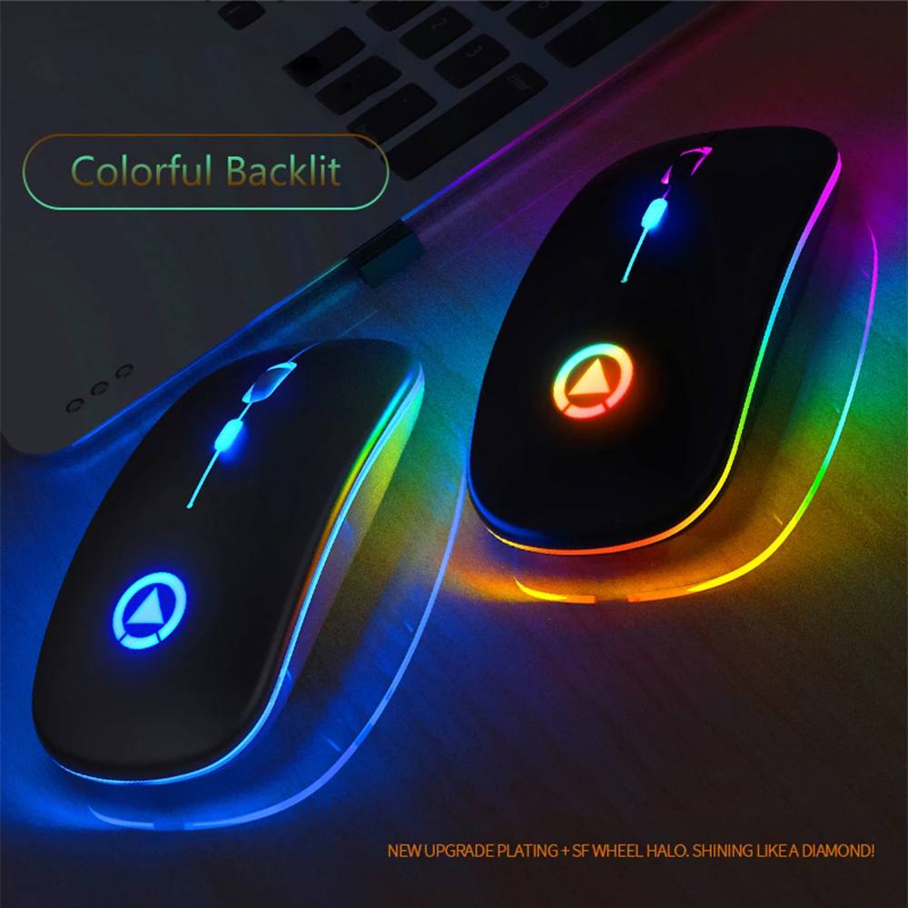 Bluetooth 5 0 2 4G беспроводная мышь перезаряжаемая RGB 7 цветов светодиодный подсветка