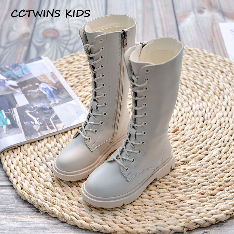 Thin Beige CCTWINS/детская обувь; коллекция года; зимние брендовые черные сапоги для малышей; модные детские сапоги принцессы до колена; Теплая обувь для девочек; HB030 - Цвет: Thin Beige