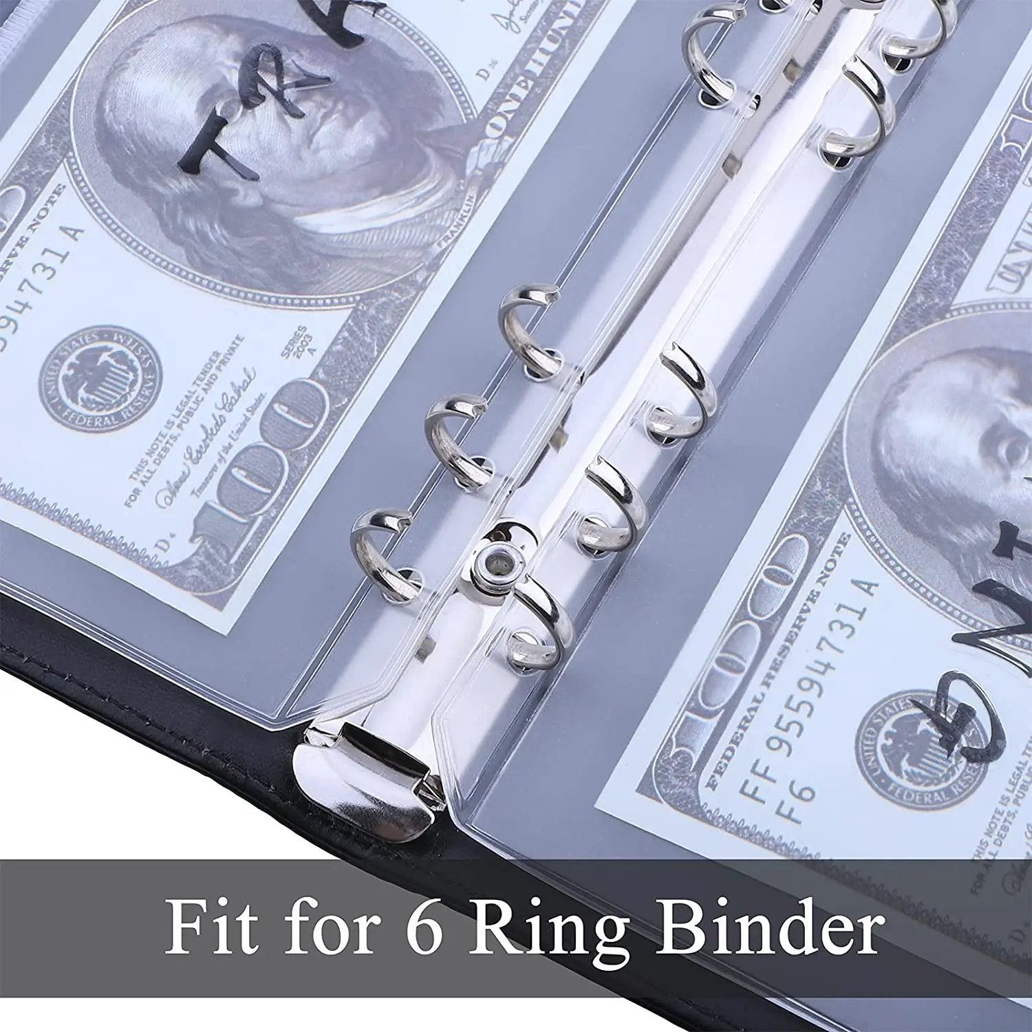 

12pcs Binder Pockets A6 Size 6 Holes Zipper Binder Folders PVC Loose Leaf Bags and 6 Sheets 26 Categories Letter Sticker Labels