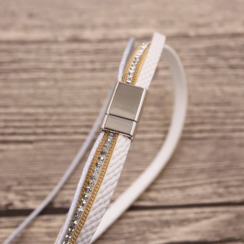 STRATHSPEY Многослойный кожаный браслет для женщин винтажные стразы браслеты ручной