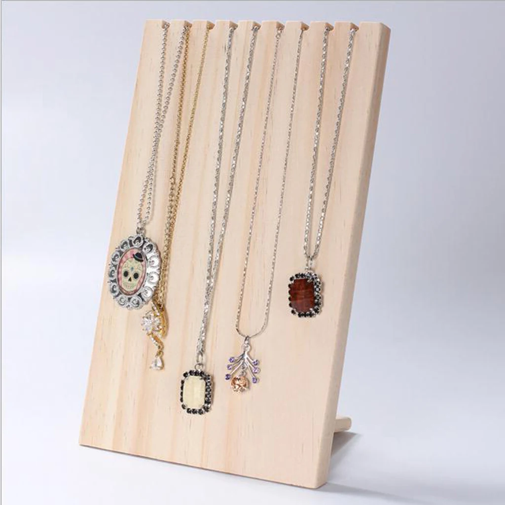 

Solid Wood Jewelry Display Stand Necklace Showcase Holder Pendant Hanging