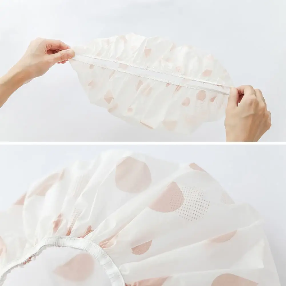 

High Elastic Stretchy Women Shower Caps Water-drop Print Bath Shower Hair Cover Adults Waterproof Anti-smoke kitchen hats