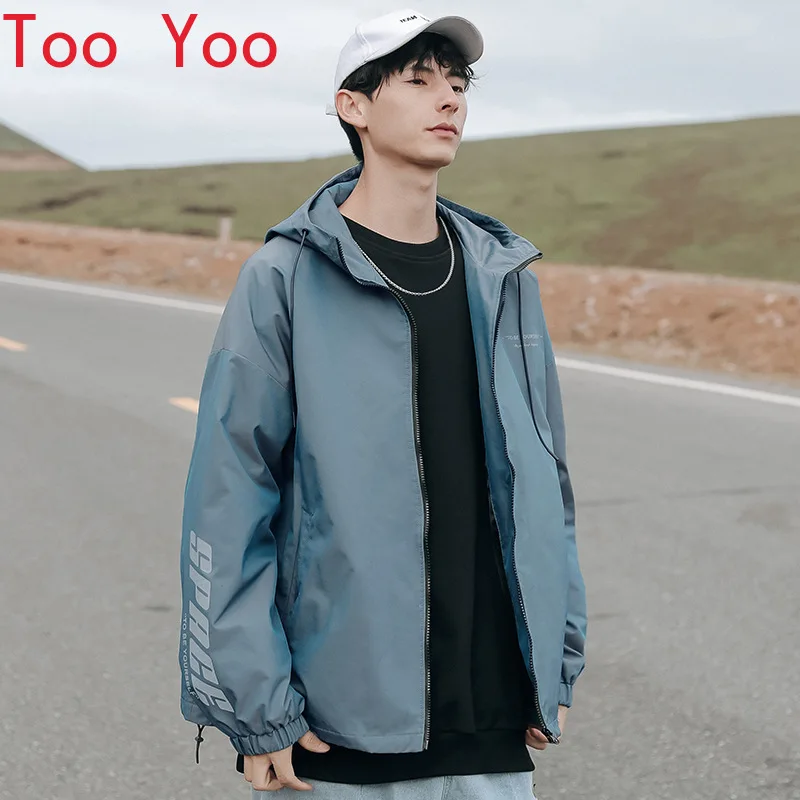 

Spring 2021 new colorful hooded jacket reflective printing machine can wind coat man jackets jackets for men